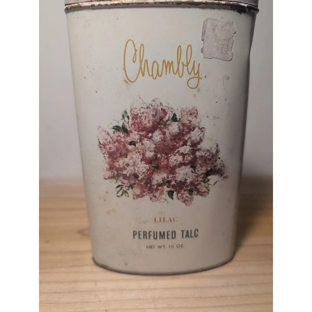 Vintage Tin Chambly Perfumed Talc Lilac Powder Container